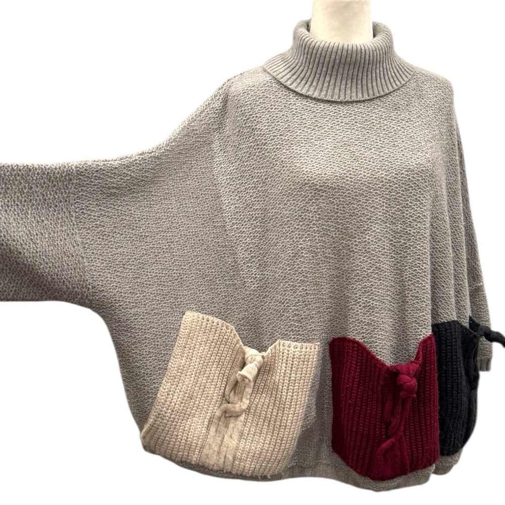 Vintage Italian Knit Oversized Pockets One of a Kind Chunky Knit Novelty Sweater - Picture 2 of 9